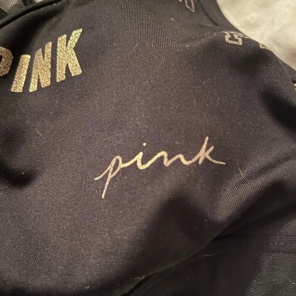 PINK Victoria's Secret Black Sports Bra with Logo Accents - Picture 2 of 9